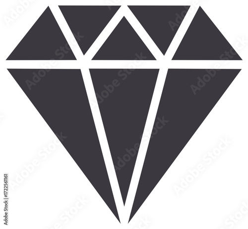 Modern Flat Diamond Symbol Design, Geometry Gemstone Graphic Element