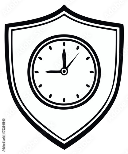 Clock inside a shield symbol representing security and protection