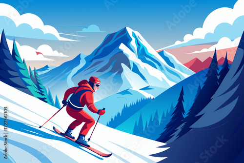 skiing on the mountain