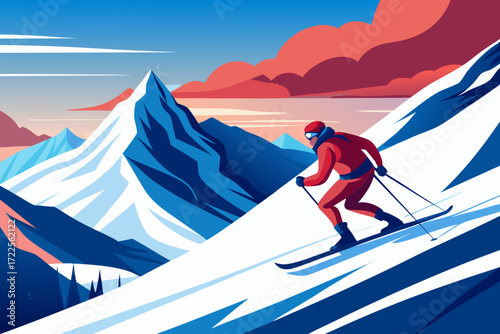 skier on the top of mountain