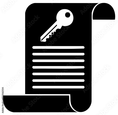 Mortgage Document with Key Icon, Loan Approval, Paper Contract, Real Estate Paperwork, Lease Agreement