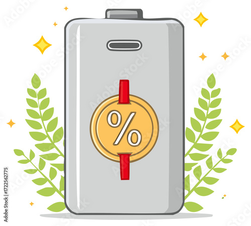 Cartoon Water Heater with Percentage Sign for Discount Promotion Illustration