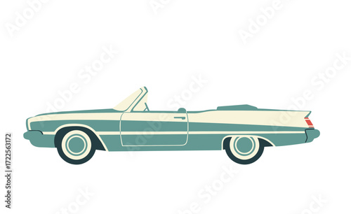 Flat Style Detailed Classic Convertible Car Transportation Vehicle Illustration