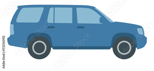 Flat Illustration Blue Sport Utility Automobile Family Transportation Car
