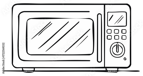 Outlined Microwave Illustration Isolated on White Cooking and Warming Appliances