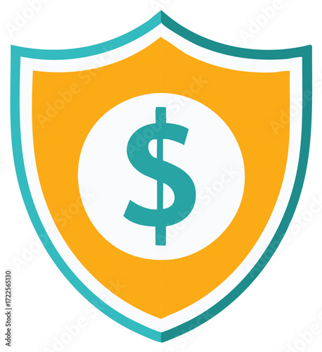 Shield symbol with dollar sign representing financial security and protection