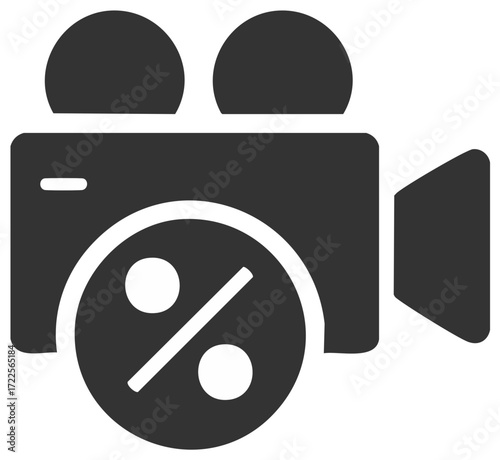 Video Camera Icon with Percentage Symbol for Promotional Content