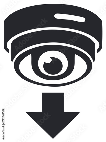 Security Camera with Eye Symbol and Download Arrow Vector Icon
