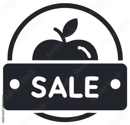 Simple Apple Sale Badge Icon with Rounded Shapes and Modern Design for Offers