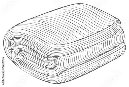Elegant Monochrome Illustration of a Folded Textile Material Item