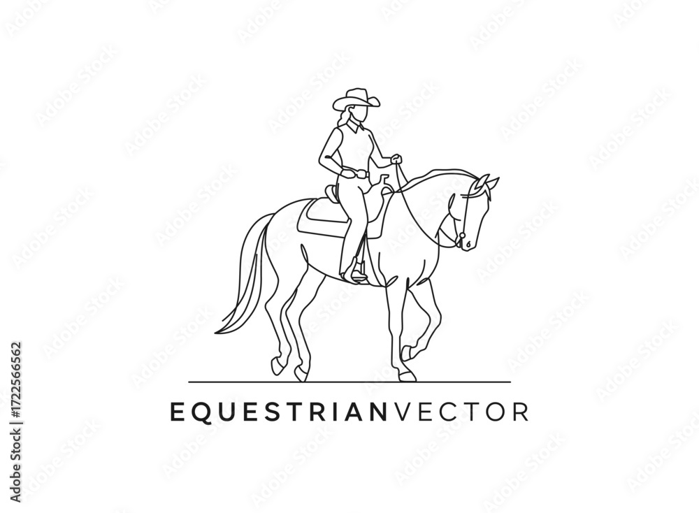 Fototapeta premium horse - equestrian logo monoline concept 
