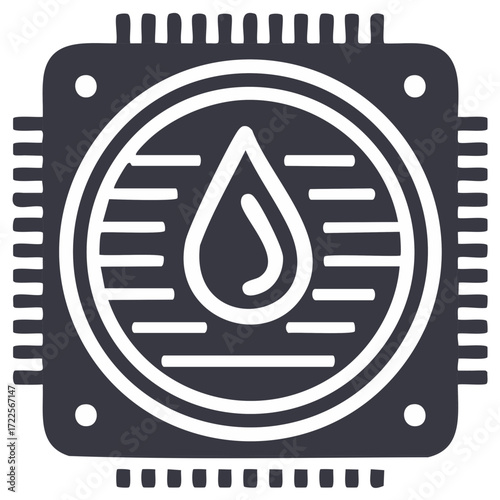 Liquid Cooled Computer Processor Icon for Modern Technology