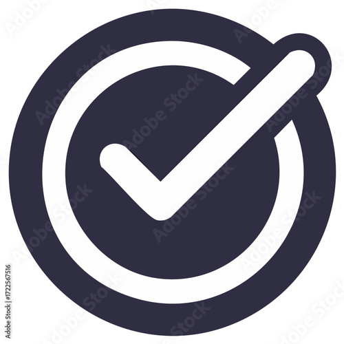 Minimalist checkmark icon in a circle representing success approval confirmation and completion