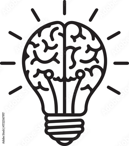 Brilliant idea concept with brain lightbulb, symbolizing creativity, innovation, and intelligence for business solutions and learning development
