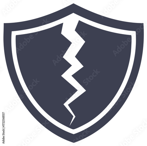Shield Icon with a Break Symbolizing Damage and Protection