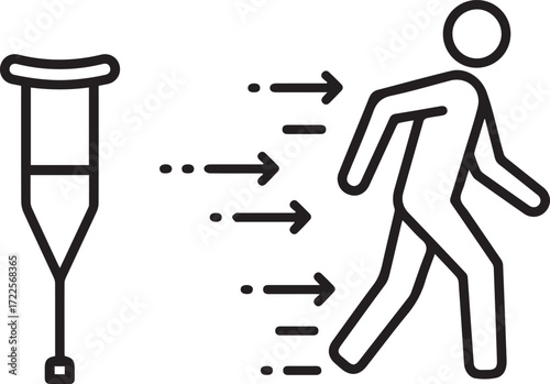 Empowering recovery a person moving forward after injury with crutches, representing resilience and the journey back to health after an accident