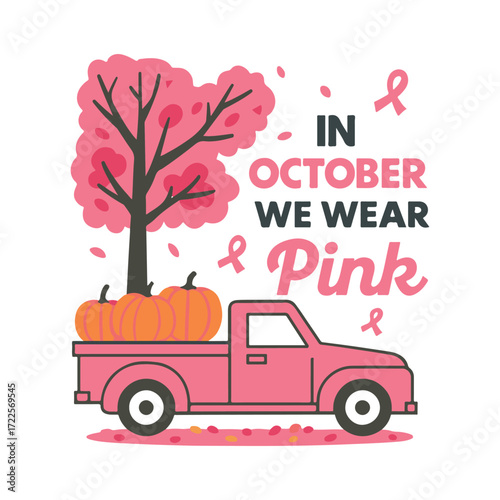 Pink October Awareness Vintage Truck