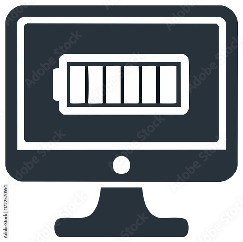 Desktop computer screen showing a full battery charge status icon