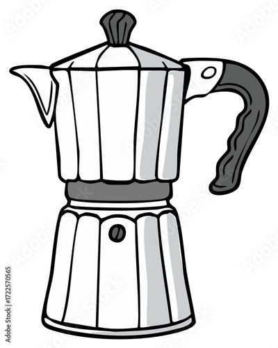 Classic Italian Moka Pot Stovetop Espresso Coffee Maker Illustration