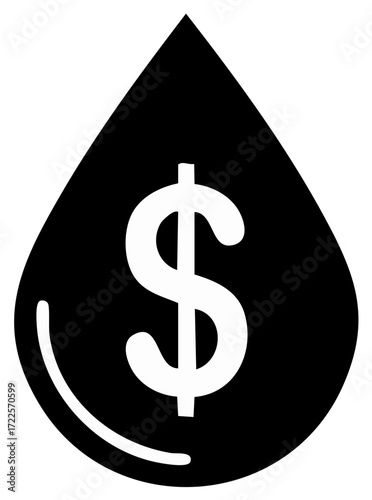 Oil Price Drop Visual Concept: A Falling Dollar Sign Inside a Black OIl Drop