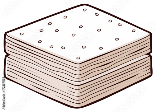 Stack of crackers illustration. Food element. Isolated graphic.