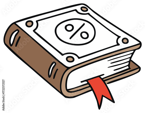 Finance and Tax Law Book with Percentage Symbol Cartoon Illustration