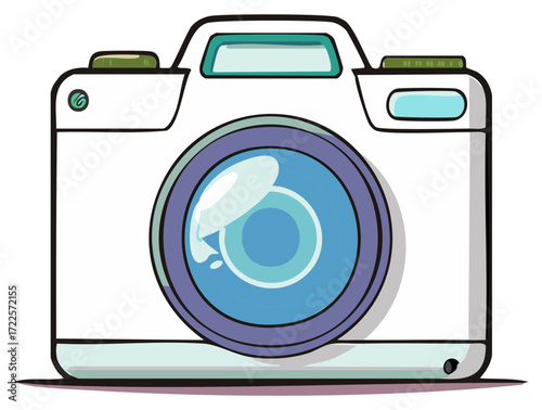 Stylized Hand Drawn Illustration of a Modern Digital Photo Camera
