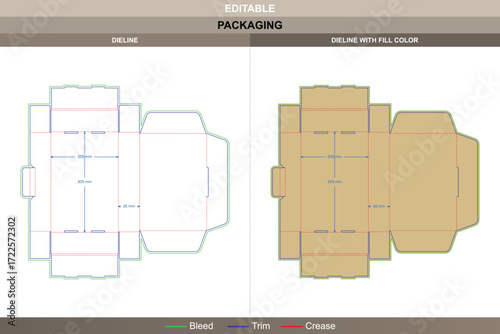 Folding display box template for retail packaging projects with detailed carton dieline and adjustable professional die line for product presentation