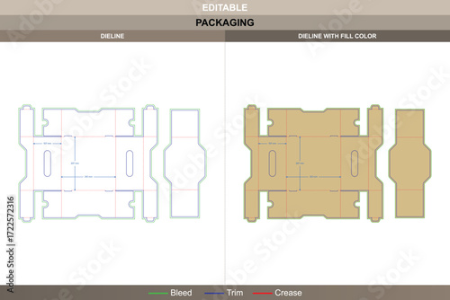 Folding display box packaging template for retail design projects including editable carton dieline and high quality structural die line for packaging use