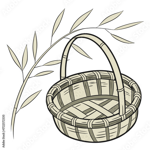 An image of a bamboo basket vector design on a white background