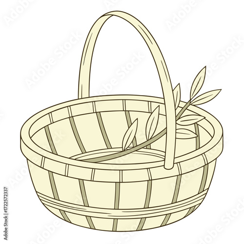 An image of a bamboo basket vector design on a white background