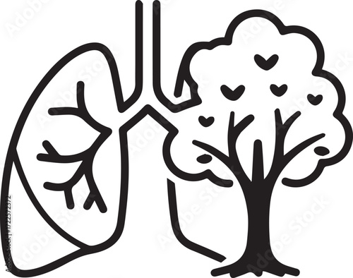 Healthy lungs flourishing like a vibrant tree, breathing easy, promoting respiratory health and wellness, a symbol of life and vitality, vector-based