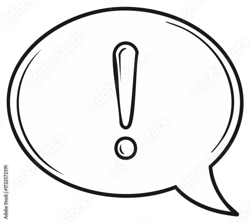 Exclamation mark in speech bubble icon alert sign warning symbol comic concept