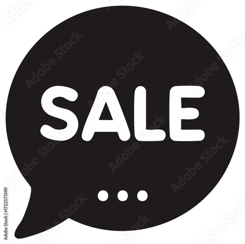 Chat bubble displaying the word SALE for promotions discounts offers savings and shopping online or in retail