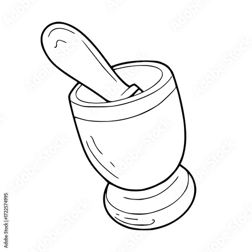 simple drawing herb grinding set outline