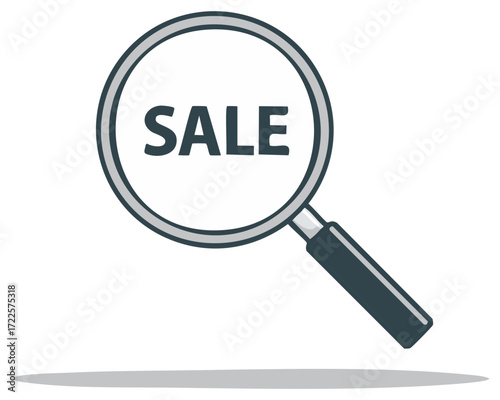 Magnifying Glass Focused On Sale Text Promoting Retail Discounts