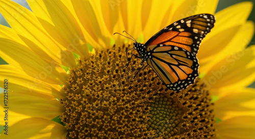 Monarch butterfly on sunflower