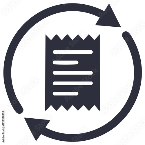 Receipt with Arrows Circular Icon Illustrating Transaction or Return