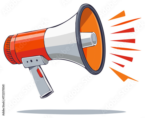 Loudspeaker Horn Communication Device Broadcast Announcement Loud Orange and White Color
