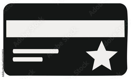 Black loyalty card with white star and blank space for text