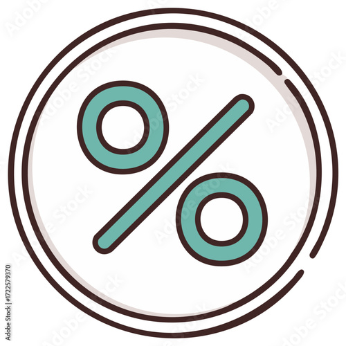 Stylized percentage symbol icon within a circular border for discounts or sale promotions