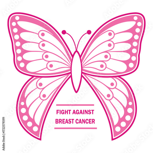 Pink butterfly symbolizing hope and strength in the fight against breast cancer awareness 