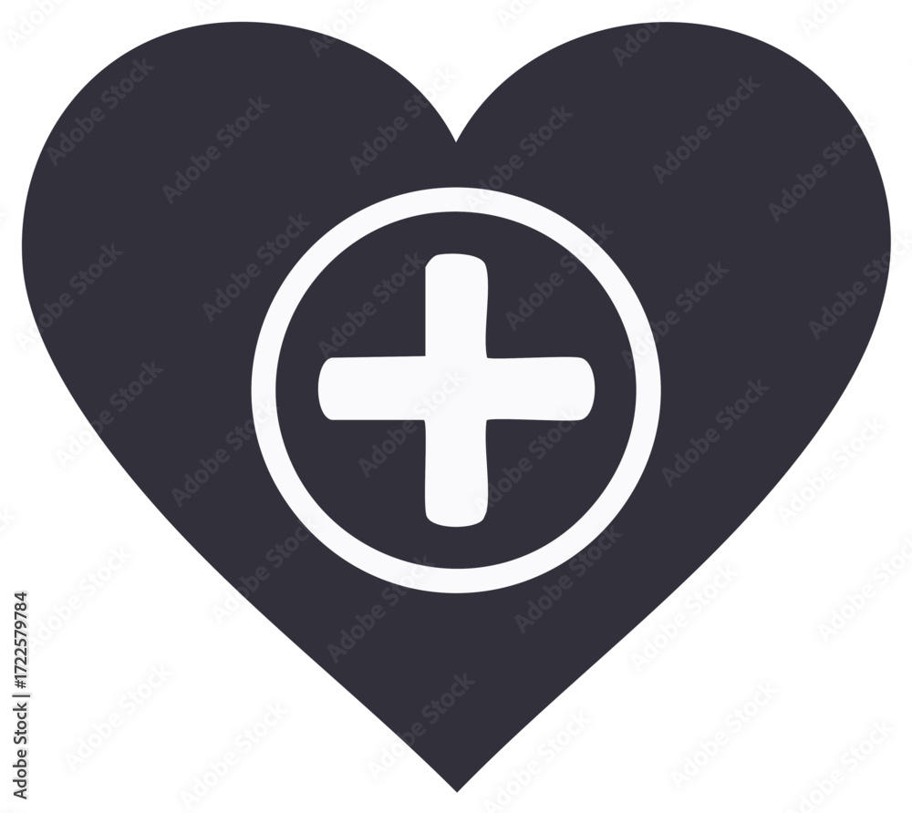 Obraz premium Heart With Plus Sign Icon Symbol Healthcare Medical Care