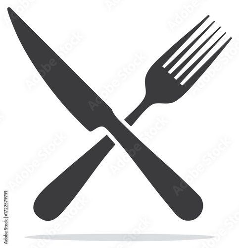 Minimalist Black Fork and Knife Symbol Kitchen Utensil Restaurant Icon