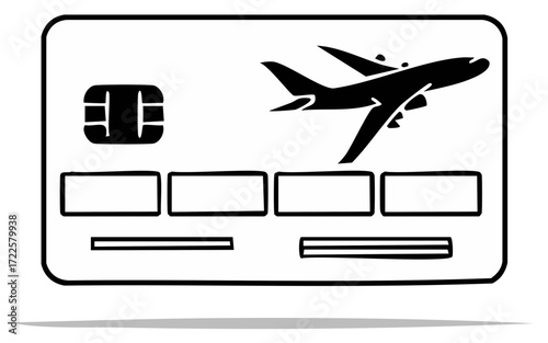 Travel Credit Card with Airplane Icon and Chip