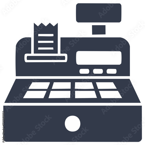 Cash Register with Receipt Icon Retail Purchase Payment System Graphic