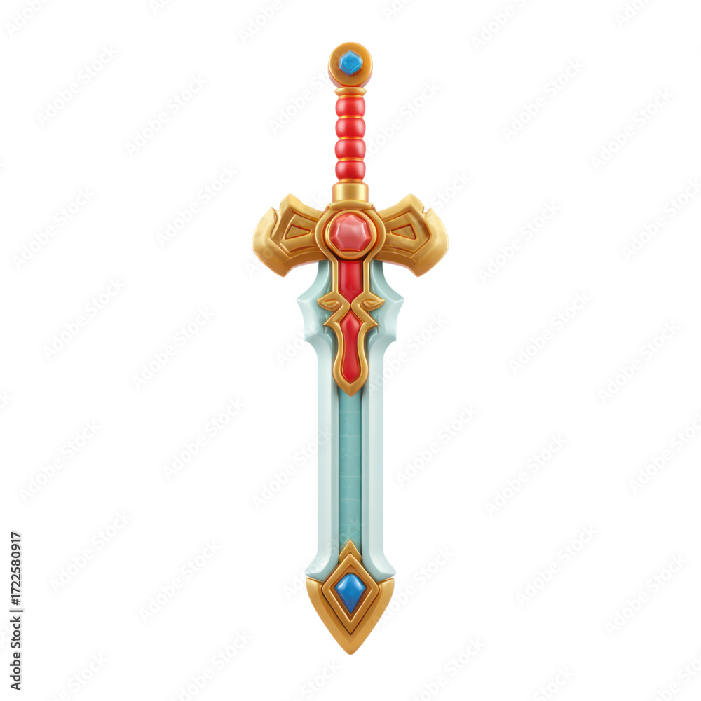 Obraz premium Cartoon Sword isolated on black background.