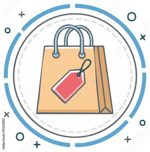 Shopping bag with tag icon modern retail consumerism promotion sale