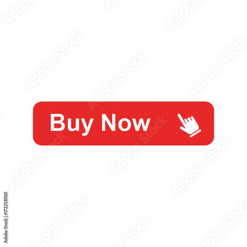 Red buy now button with cursor click icon engaging call to action for e commerce and sales vector