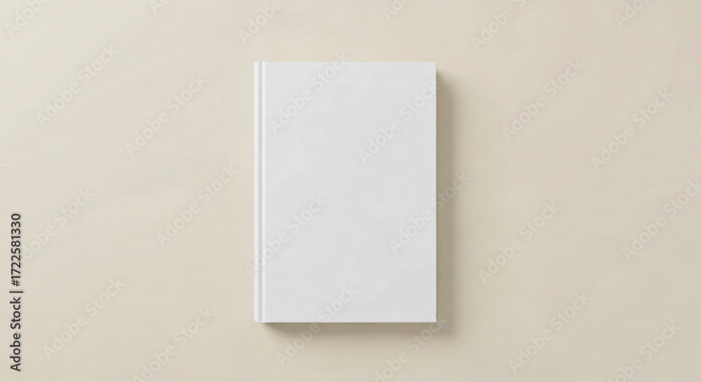 Fototapeta premium Blank White Book Cover Mockup on Neutral Background Ready for Your Design